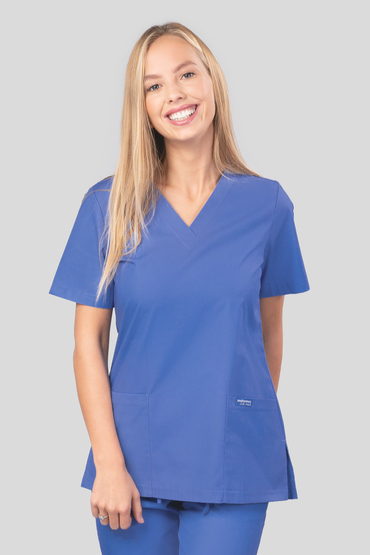 Set medical feminin, Uniformix Club, Bluză CM1001 + Pantaloni CM119, Albastru