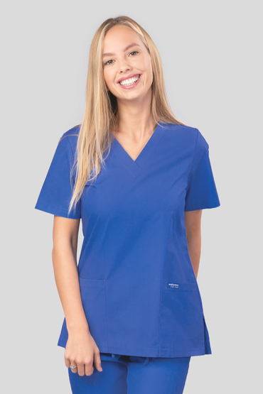 Set medical feminin, Uniformix Club, Bluză CM1001 + Pantaloni CM119, Albastru închis