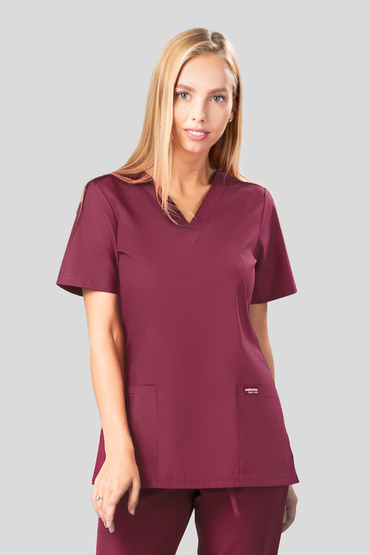 Set medical feminin, Uniformix Club, Bluză CM1001 + Pantaloni CM119, Bordo