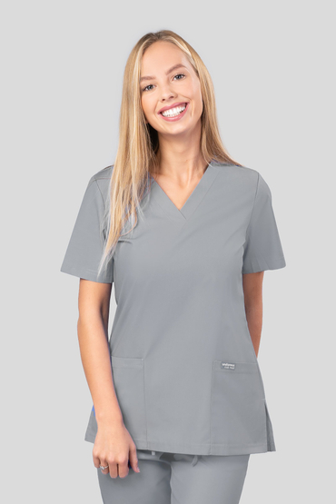 Set medical feminin, Uniformix Club, Bluză CM1001 + Pantaloni CM119, Gri închis