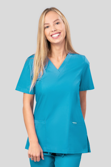 Set medical feminin, Uniformix Club, Bluză CM1001 + Pantaloni CM119, Turcoaz