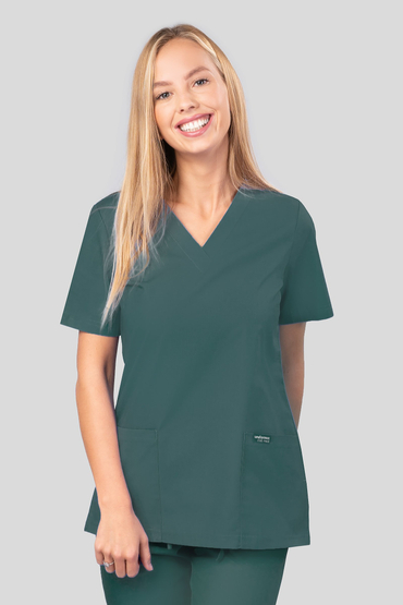 Set medical feminin, Uniformix Club, Bluză CM1001 + Pantaloni CM119, Verde închis