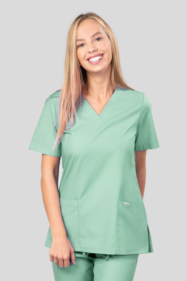 Set medical feminin, Uniformix Club, Bluză CM1001 + Pantaloni CM119, Verdeață pală