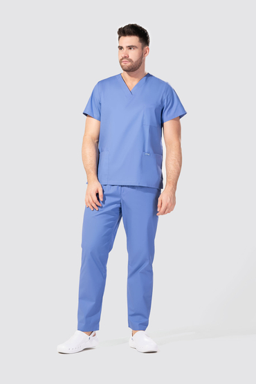 Set medical universal, Uniformix Club, Bluză CM126 + Pantaloni CM119, Albastru