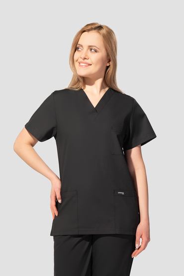 Set medical universal, Uniformix Club, Bluză CM126 + Pantaloni CM119, Negru