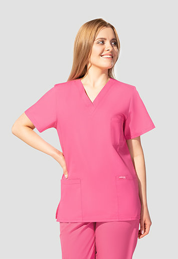 Set medical universal, Uniformix Club, Bluză CM126 + Pantaloni CM119, Roz intens