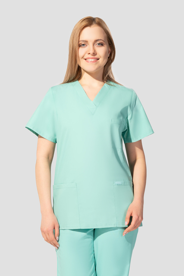 Set medical universal, Uniformix Club, Bluză CM126 + Pantaloni CM119, Verdeață pală