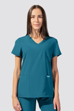 Bluza medicală pentru femei, 3 buzunare, Uniformix Comfort, CT1001, verde-marin.